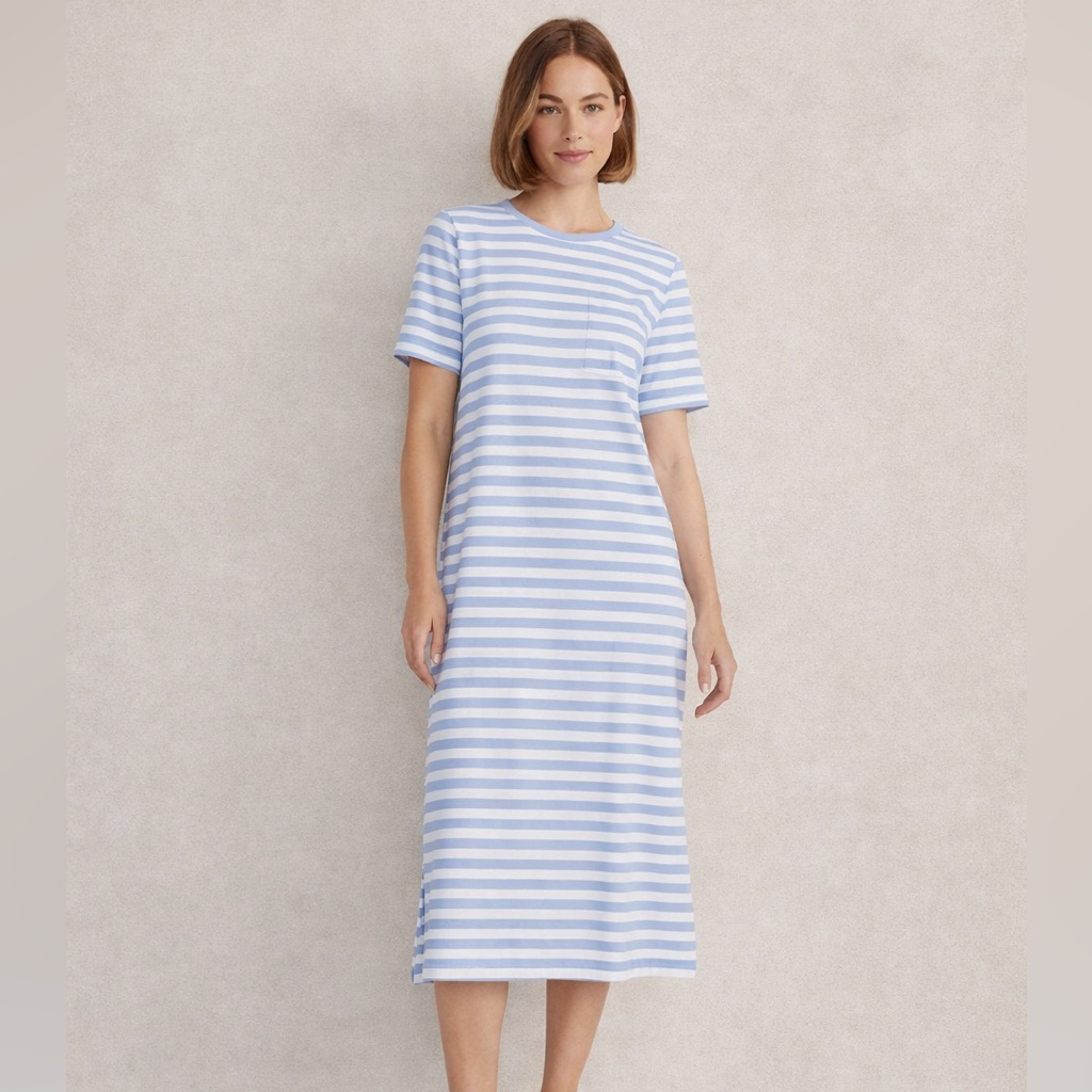 Haven Well Within Organic Cotton Interlock Striped T-Shirt Dress Sz L